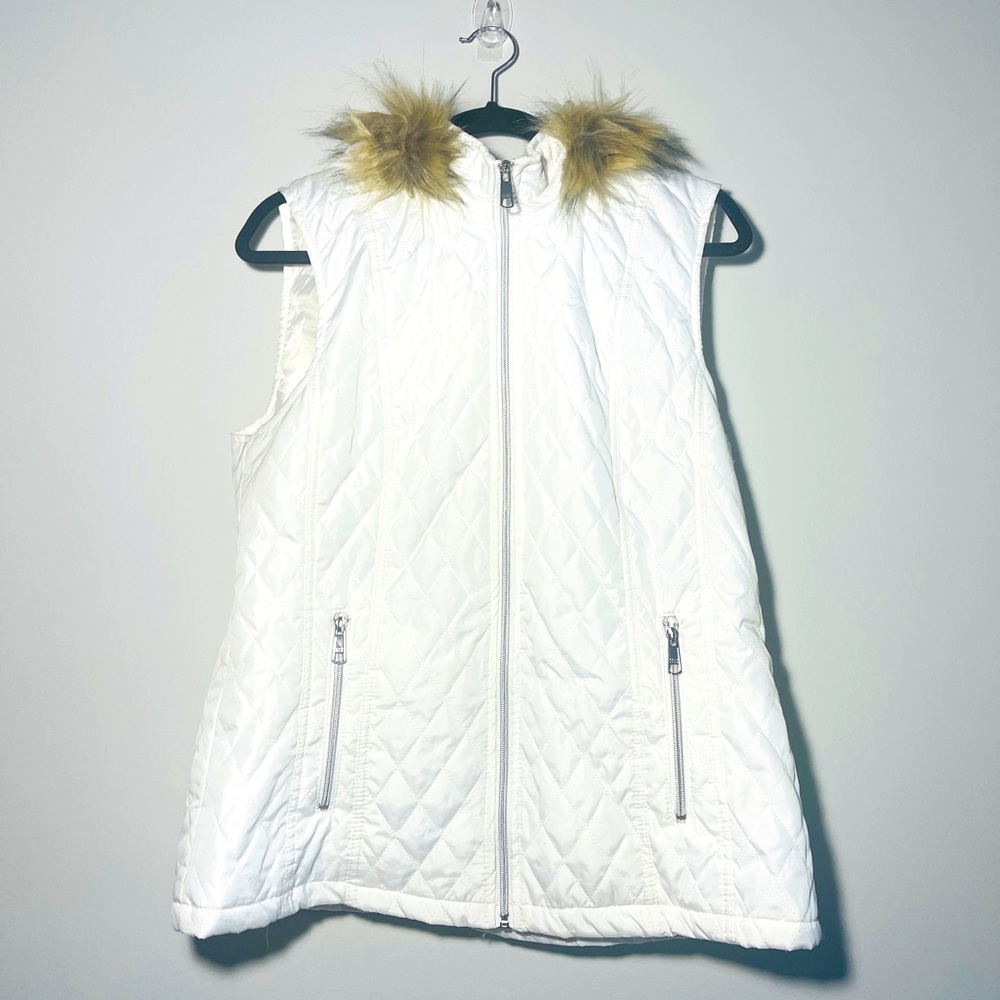$$SOLD$$ White bomber vest hoodie jacket
